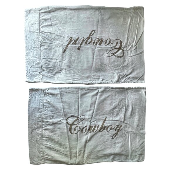 Faceplant Inc. Other - Cowgirl & Cowboy Cotton Pillowcase Pair 30" X 18.5" By Faceplant Inc. Made India